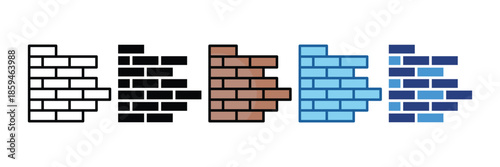 Brick Wall  Icon Set Multiple Style Collection