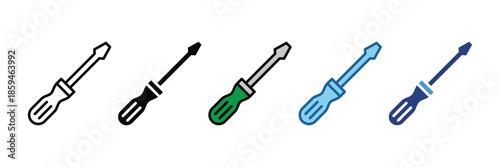 Screwdriver  Icon Set Multiple Style Collection