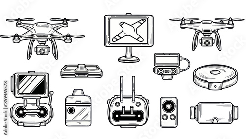 Drone technology equipment illustration for aerial photography and videography