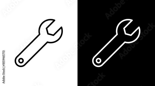 Wrench  White Icon Set Design