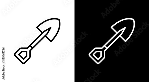 Shovel  White Icon Set Design