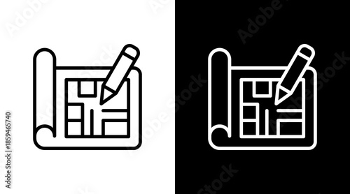 Blueprint  White Icon Set Design