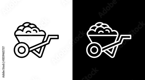 Wheelbarrow  White Icon Set Design