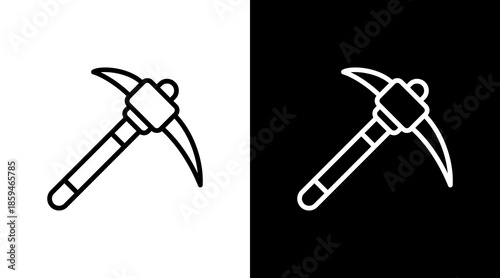 Pickaxe  White Icon Set Design