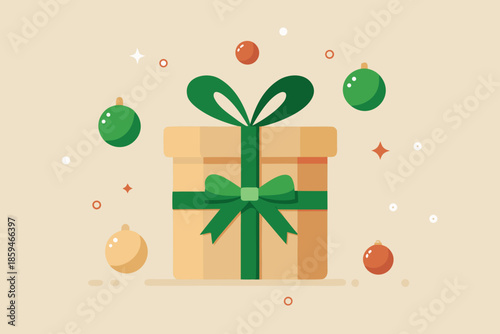 christmas card with gift box