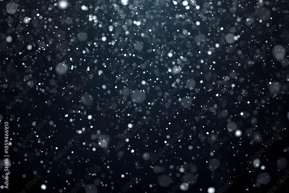 Obraz premium White bokeh particles and glowing dust on dark blue background