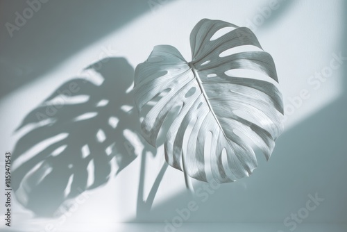 Plant shadows reflected on white wall