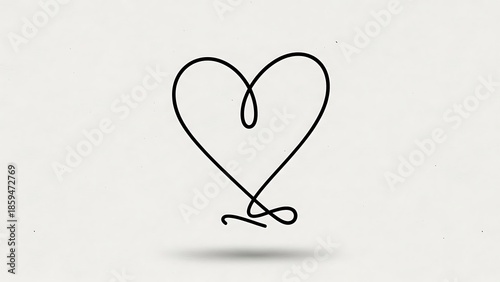 A simple hand drawn heart outline with a flowing continuous line on a plain background