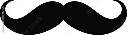 Classic Black Mustache Icon Silhouette, Vintage Barber Style Symbol Design