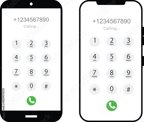 Phone Dialer Interface Icons. Number pad graphic design. Mobile call buttons symbols. Communication and app software signs
