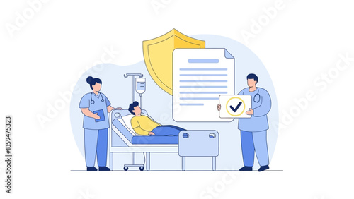medical patient care confirmation with healthcare workers and digital