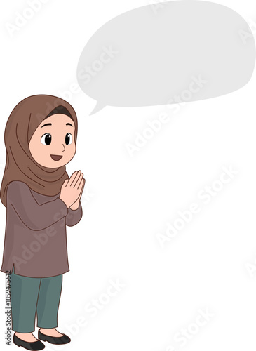 Muslim mothers put their hands together in greeting