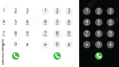 Smartphone dial keypad. Mobile dialer symbols. Phone number pad graphic design. Call interface and UI design signs. Phone number entry sign
