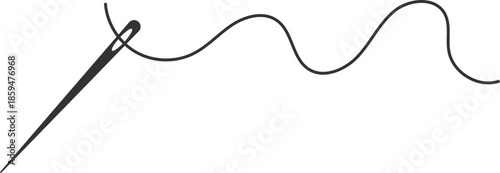 needle with thread icon. Sewing and mending symbols. Stitched thread graphic design. Tailoring and craft hobby signs. Clothing alteration and seamstress sign
