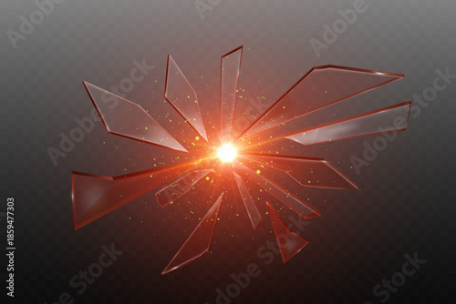 Futuristic light flare with shattered glass effect.