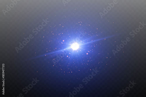 Futuristic flash of light with explosion effect.