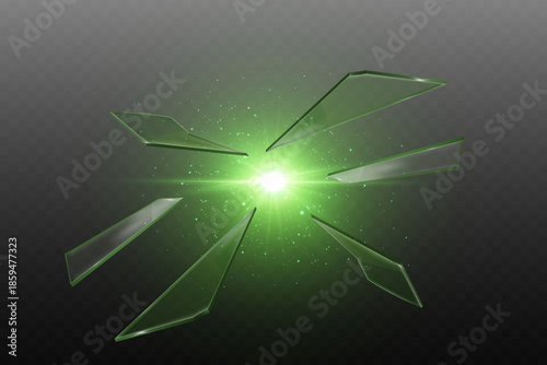 Futuristic light flare with shattered glass effect.