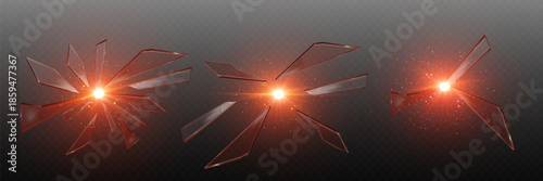Abstract orange energy explosion with glowing light shards.