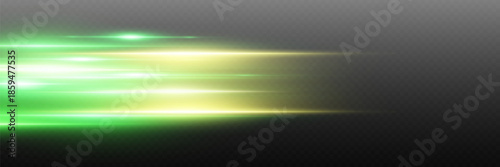 Abstract green speed light trails with bright glow