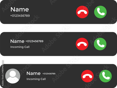 pop up incoming call. Incoming caller symbol. Interactive call alert graphic design. Smartphone and telephony regulation signs
