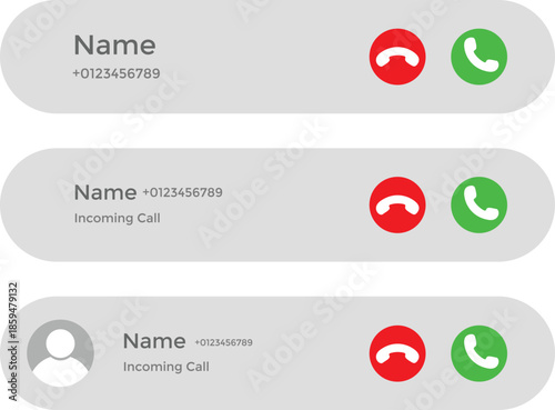 pop up incoming call. Incoming caller symbol. Interactive call alert graphic design. Smartphone and telephony regulation signs
