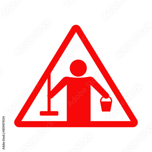 Cleaning in process icon on white background.