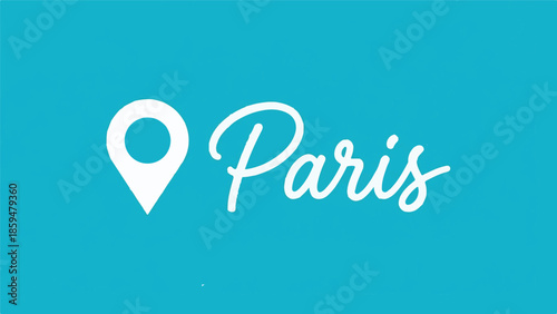 Paris city travel concept with location pin icon on blue background