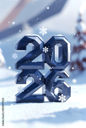 2026 numbers with snow theme background 