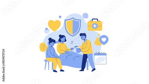 Healthcare Security and Trust Concept Featuring Medical Staff and Patients in