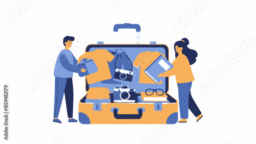 Efficient Packing Process of Travelers with Suitcase Full of Items