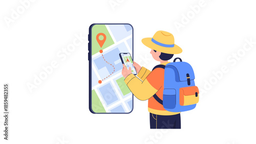 Exploring city navigation with a traveler using a smartphone GPS map app