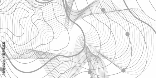 Circle grey liquid shape with blend Dynamic wave lines shape. Wave with lines created using blend tool. Abstract frequency sound wave lines and twisted curve lines background.	