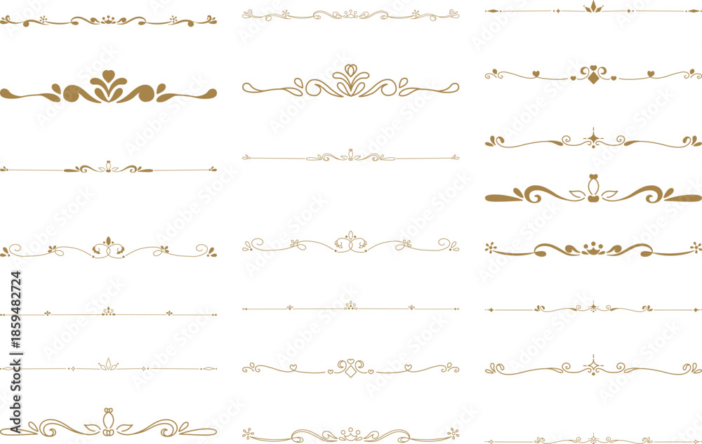 Fototapeta premium floral decorative line set