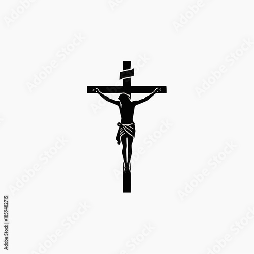 Silhouette of Jesus Christ on the cross in black