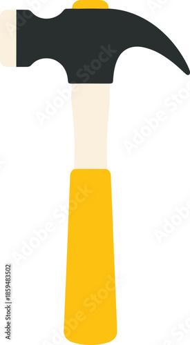   
Claw hammer with black head and yellow-beige handle for carpentry, construction, and household repair tasks.