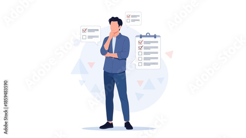 Businessman Analyzing Checklists and Forms for Effective Task Management