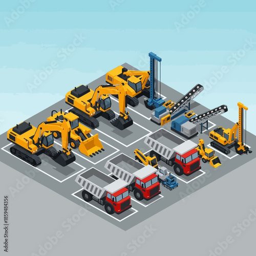 Heavy Construction Equipment and Machinery on a Job Site.