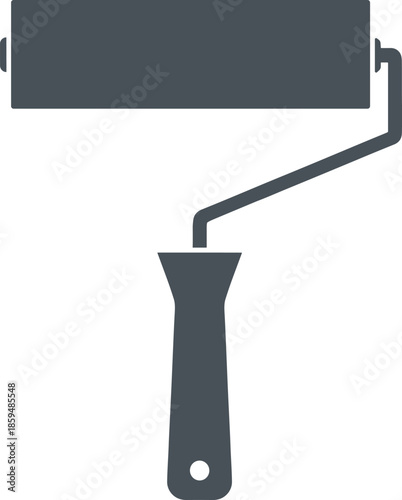 Minimalist paint roller icon vector design in dark gray representing home improvement or artistic tool