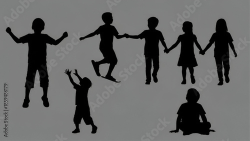 Urban CAD Kids Vector – Walking and Standing Outline Children