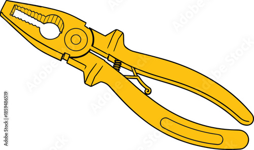 Yellow spring-loaded pliers with textured jaws and ergonomic handles for gripping, bending, and cutting in mechanical and DIY work.