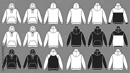 Hoodie Collection Vector Illustrations on Gray Background