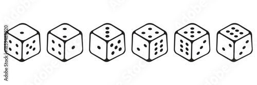 Black and white dice set icon for gambling casino games poker night betting luck and random chance concept