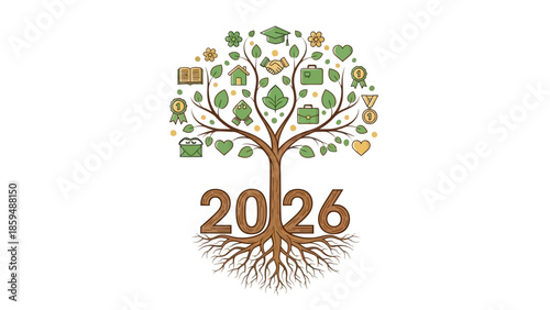 2026 New Year Fresh Start and Personal Growth Concept
