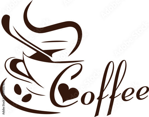 Stylized Coffee Cup Calligraphy Logo.