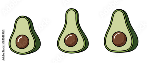 avocado doodle icon hand drawing slice, fruit
