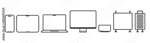 Bundle icon set gadget device, smartphone, tab, notebook, PC and computer