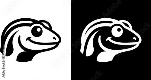Stylized Reptile Heads in Contrasting Black and White Illustrations