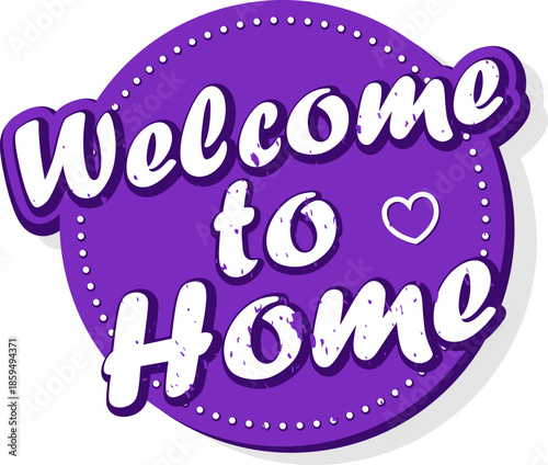 Welcome home door sign, Welcome word on a hanging blue board. Vector element