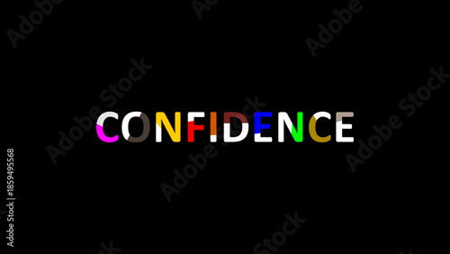 Personal development colorful concept text - Confidence - minimal illustration on black background