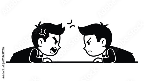 Cartoon Illustration of Two Angry Characters in Conflict